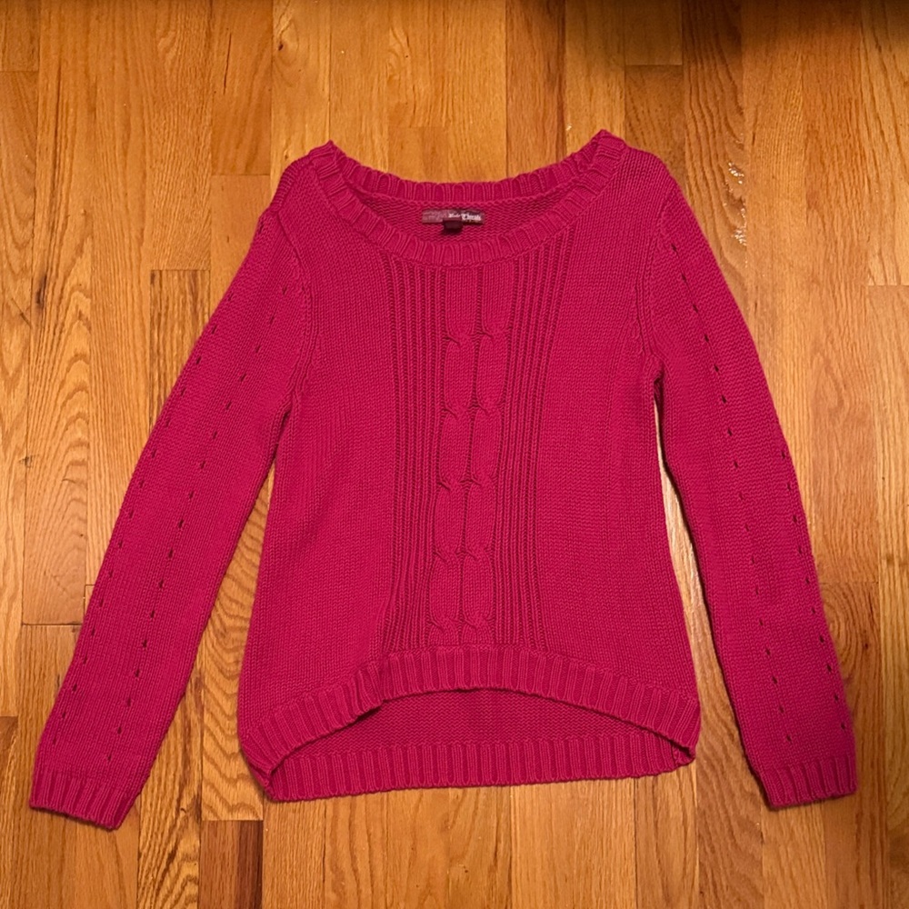 Girl's Raspberry Cable Knit Sweater